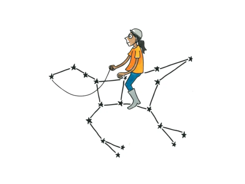 A learner riding a constellation shaped bicycle