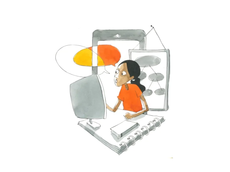 A learner exploring a machine of ideas